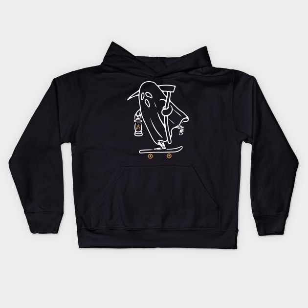 Ghost Skateboarding Kids Hoodie by quilimo